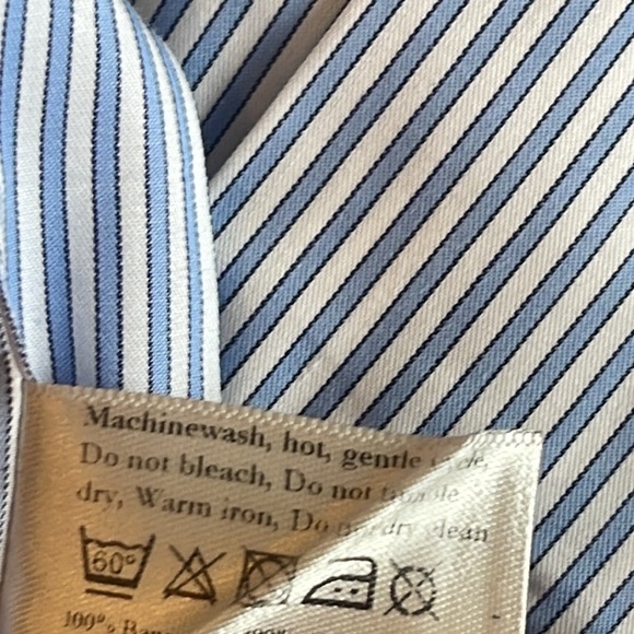 Eton Blue and White Long Sleeve Dress Shirt, XL(17.5) - Picture 8 of 9